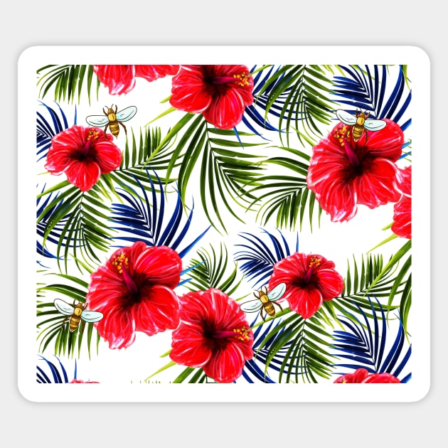 Hawaiian Bees and Hibiscus Sticker by gillys